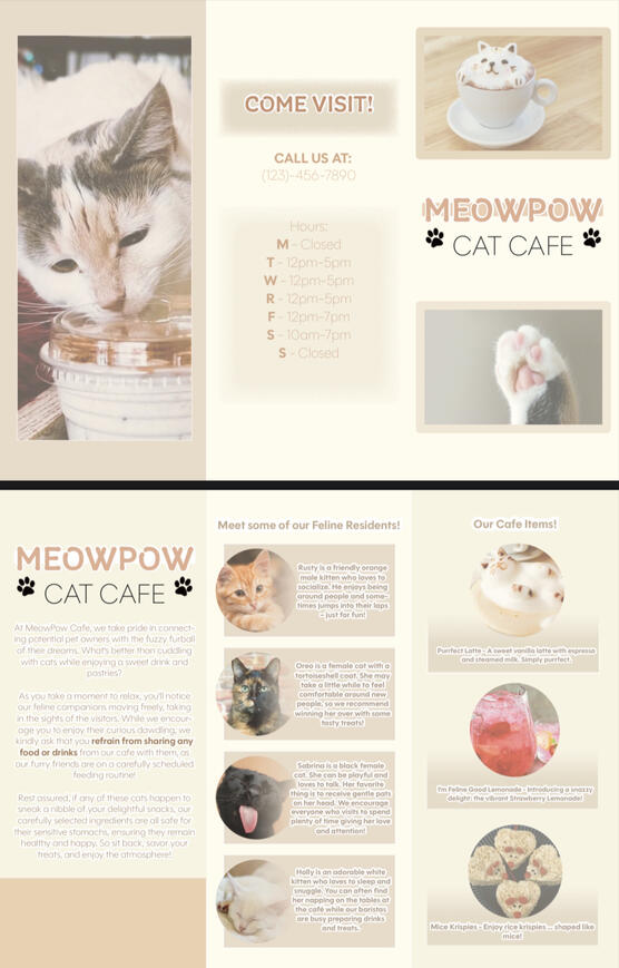 meow pow cafe brochure!